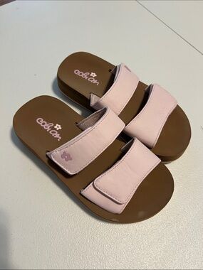 Cobian Pink Double-Strap Kids Slide Sandals